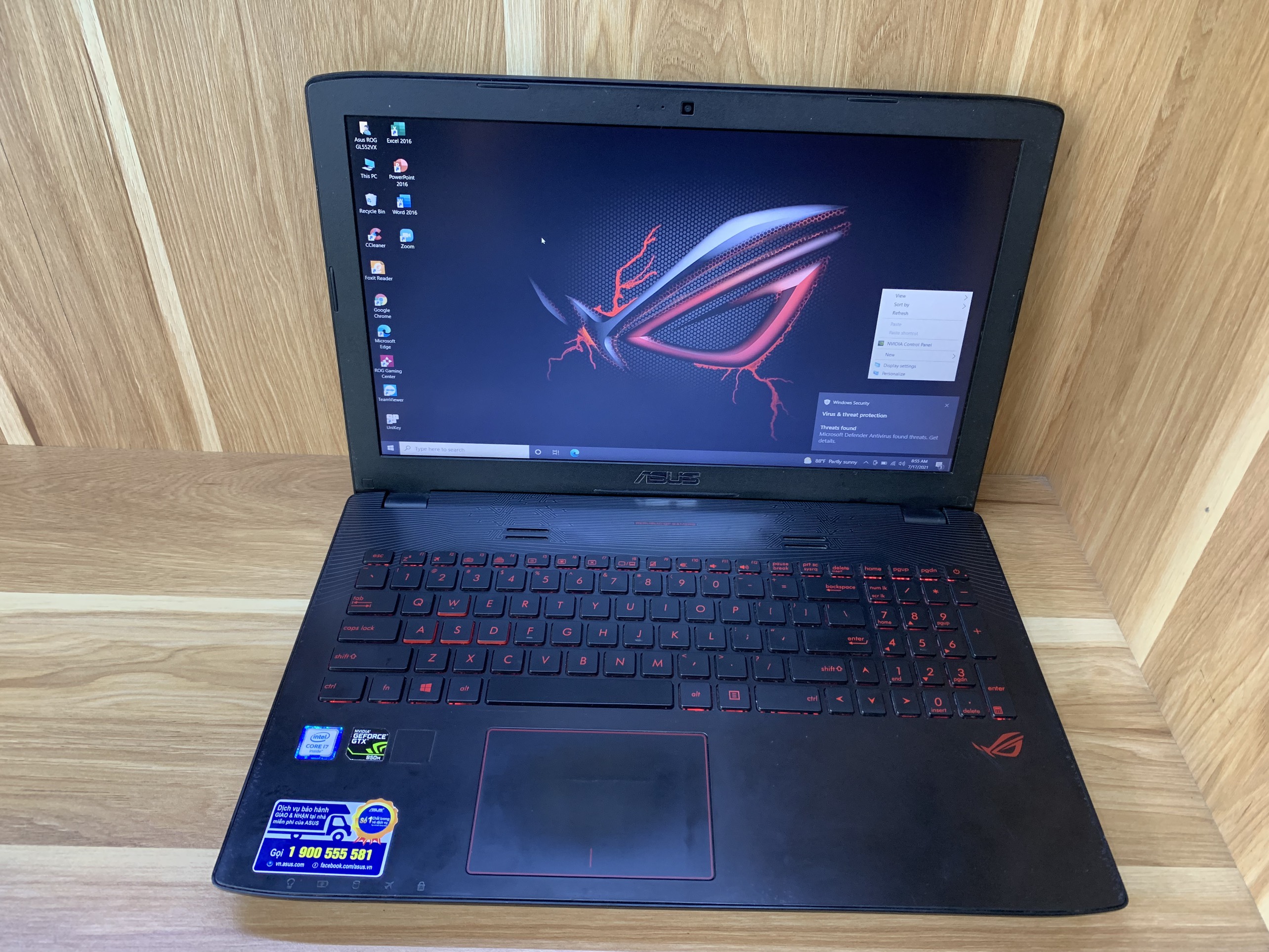 ASUS GAMING GL552VX I7-6700HQ RAM 8G SSD 128G + HDD 1TB NVIDIA GTX 950M(4G) 15.6